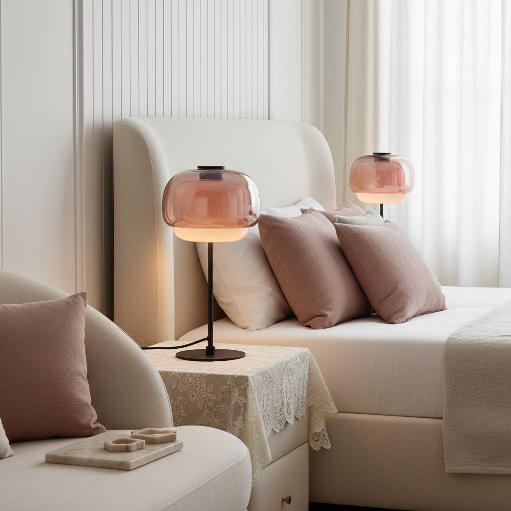 Sanae Modern Retro Double-Dome Colored Glass Table Lamp