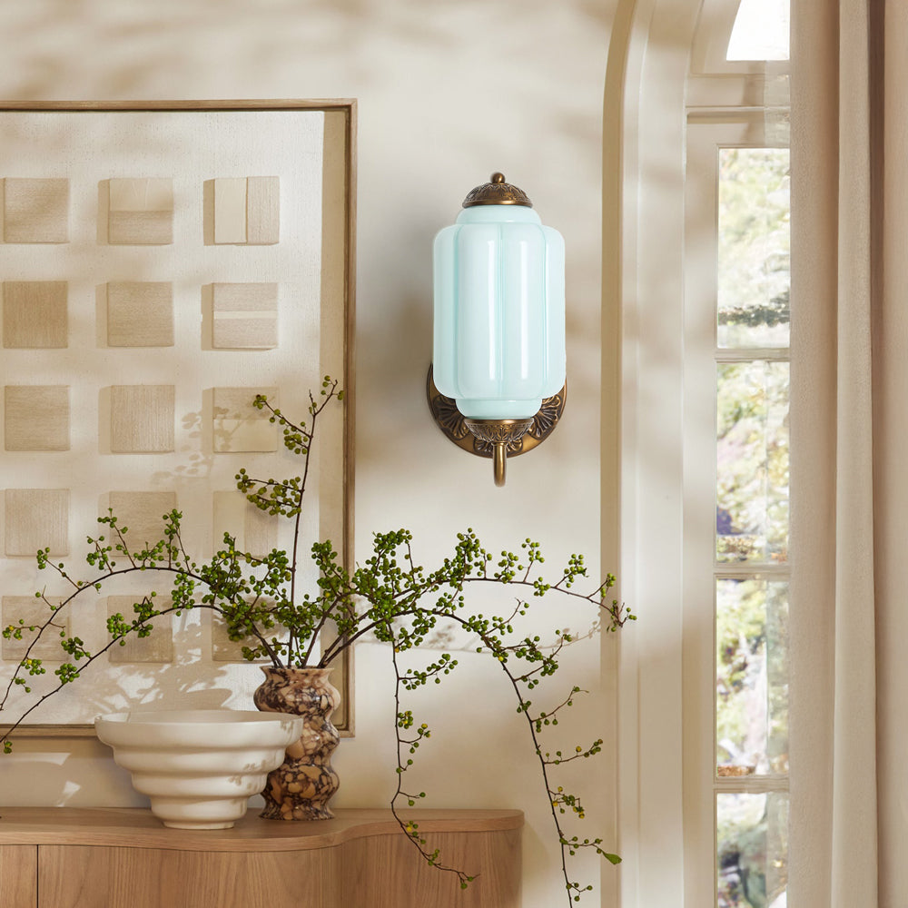 Lumi Vintage Milk Glass Oiled Brass Eloise Wall Lamp