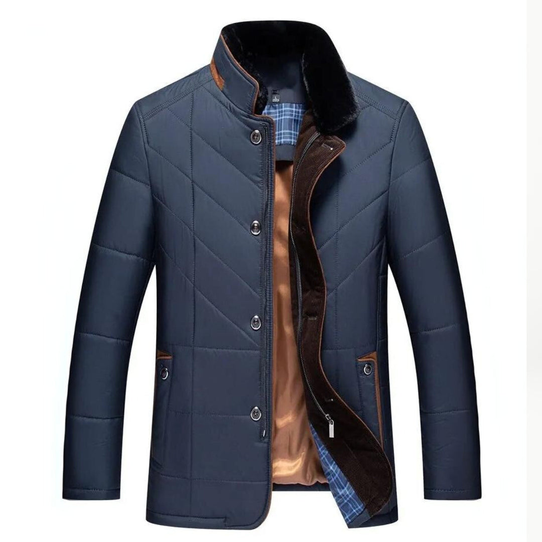 Classic Quilted Stand Collar Winter Jacket for Men