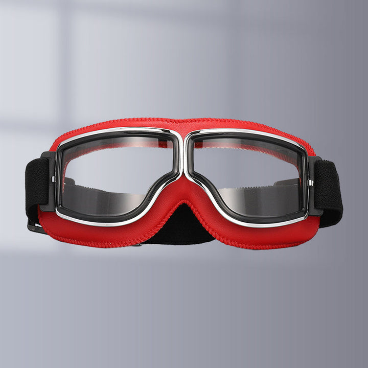 Retro Aviator Over-Glasses Motorcycle Goggles – Leather Foldable Design