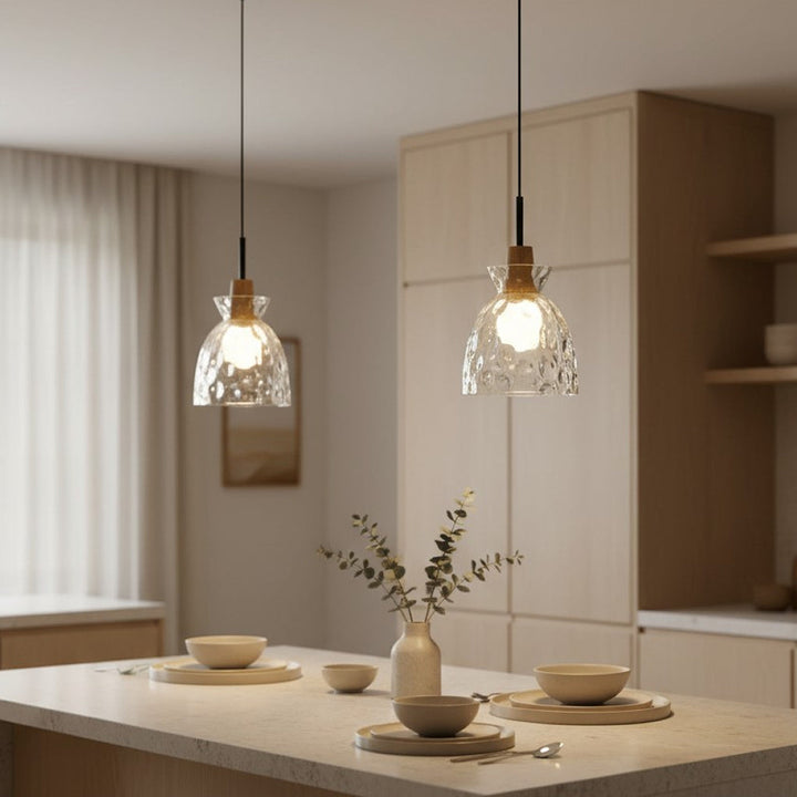 Vale Farmhouse Hammered Glass Dome Pendant Light