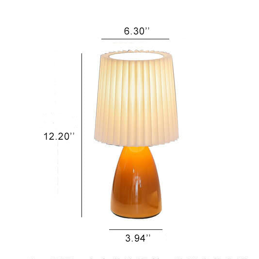 Nordisk Vintage Pleated Shade Glass Base 1-Light Table Lamp