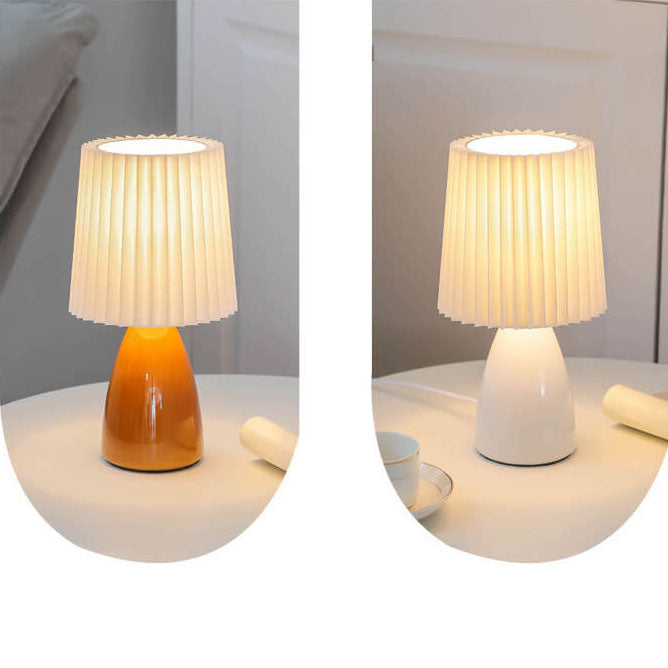Nordisk Vintage Pleated Shade Glass Base 1-Light Table Lamp