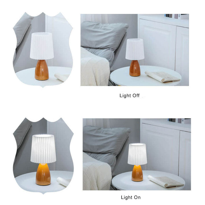 Nordisk Vintage Pleated Shade Glass Base 1-Light Table Lamp