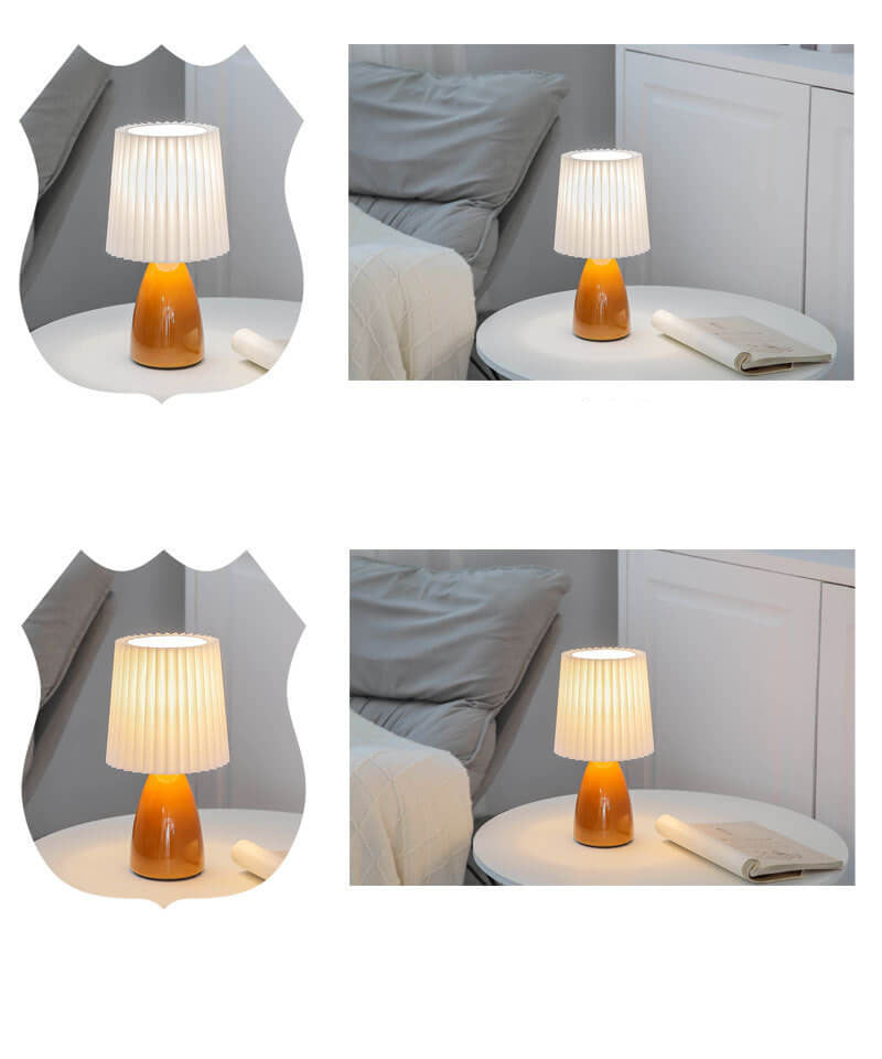 Nordisk Vintage Pleated Shade Glass Base 1-Light Table Lamp