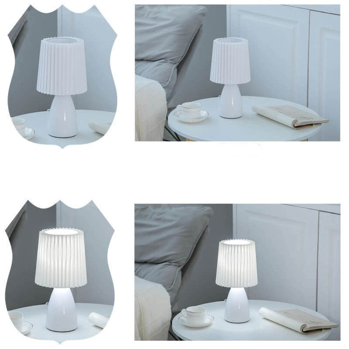 Nordisk Vintage Pleated Shade Glass Base 1-Light Table Lamp