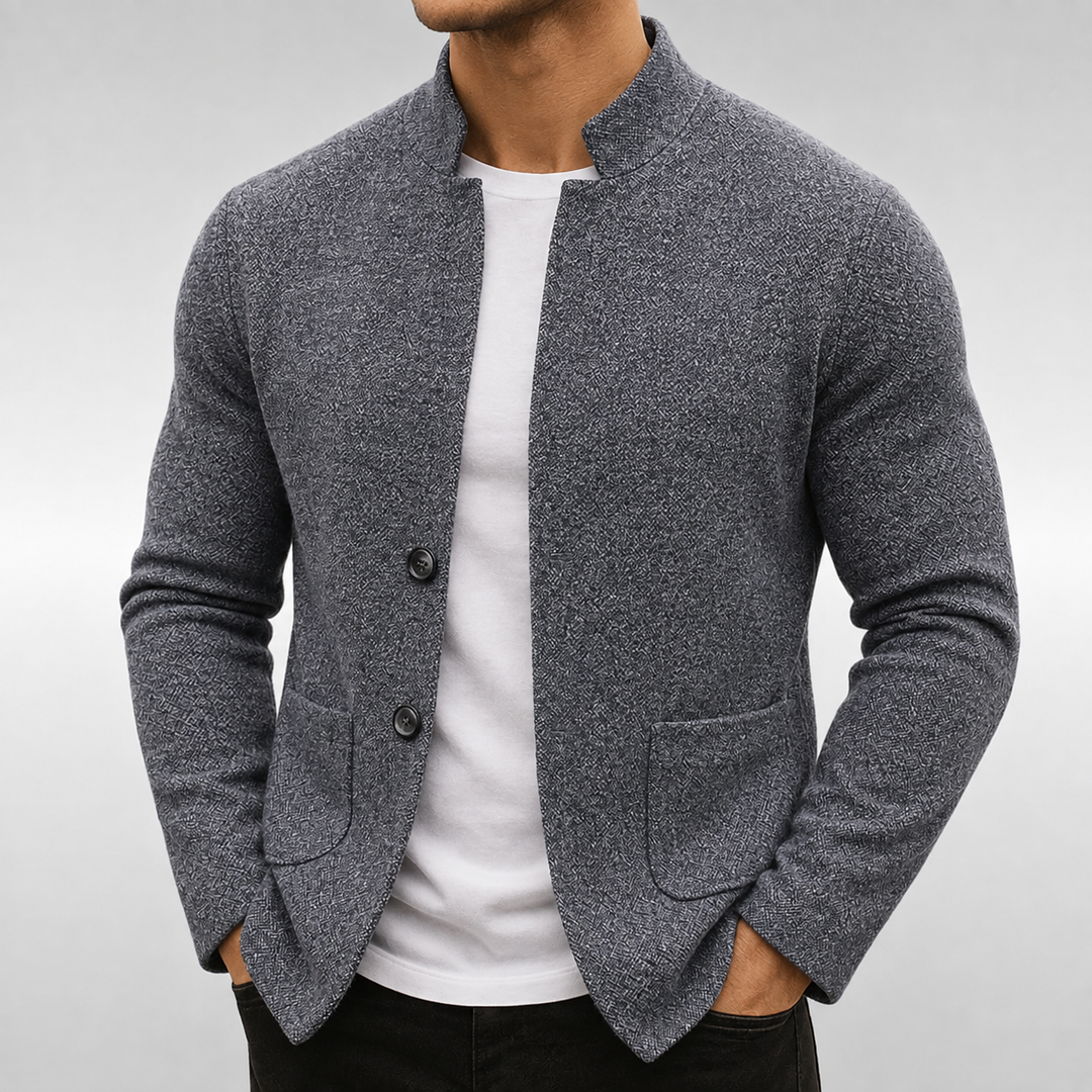 Leonard | Mens Textured Knit Zip-Cardigan — Relaxed Casual in 3 Colors M–3XL | Westmere