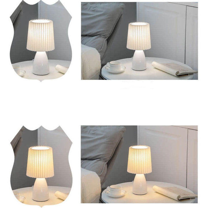 Nordisk Vintage Pleated Shade Glass Base 1-Light Table Lamp