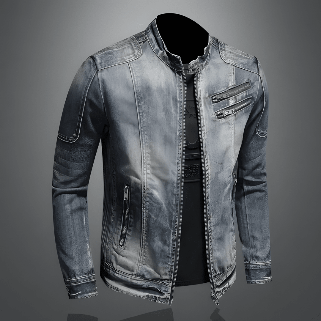 Calico | Men's Retro Denim Jacket - Vintage Washed Trucker Jean Jacket with Flap Pockets