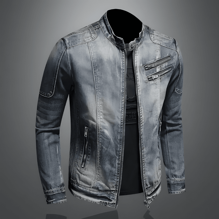 Calico | Men's Retro Denim Jacket - Vintage Washed Trucker Jean Jacket with Flap Pockets