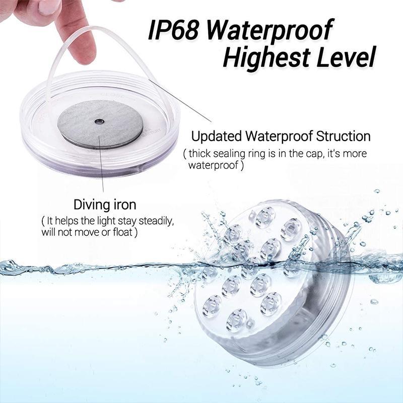 Remote Control Submersible LED Pool Light with Suction Cups - 12 Color Modes