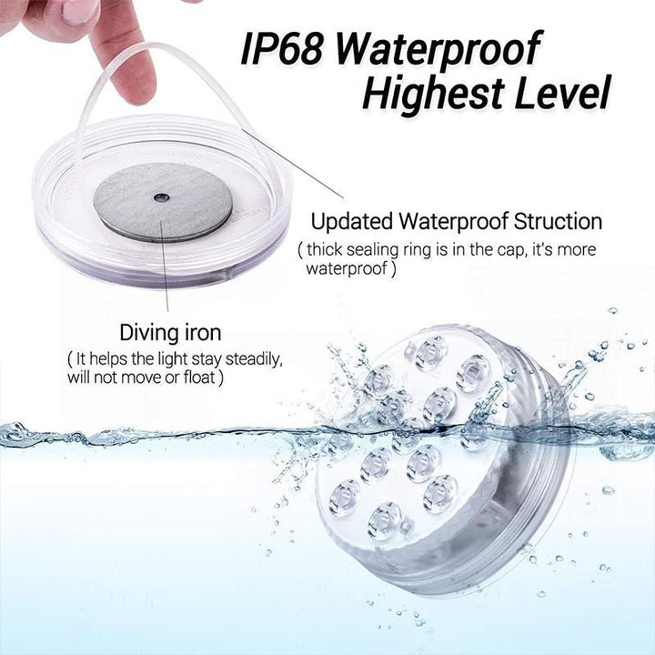 Remote Control Submersible LED Pool Light with Suction Cups - 12 Color Modes