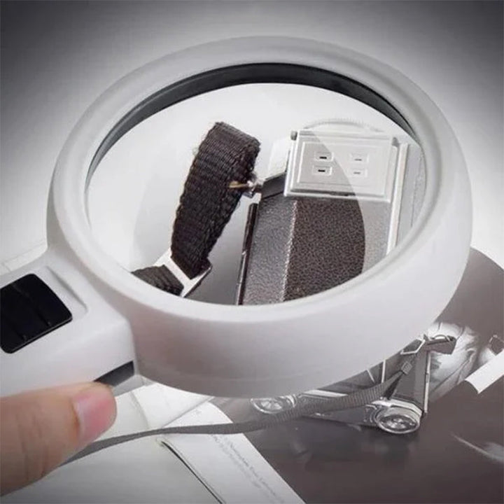 Premium LED Reading Magnifier with 30x Optical Zoom and Polished Glass Lens
