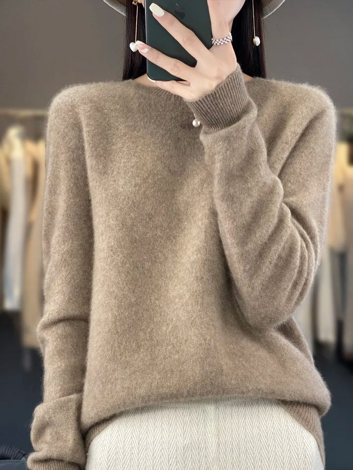 Everyday Elegance Round Neck Knit Sweater for Women