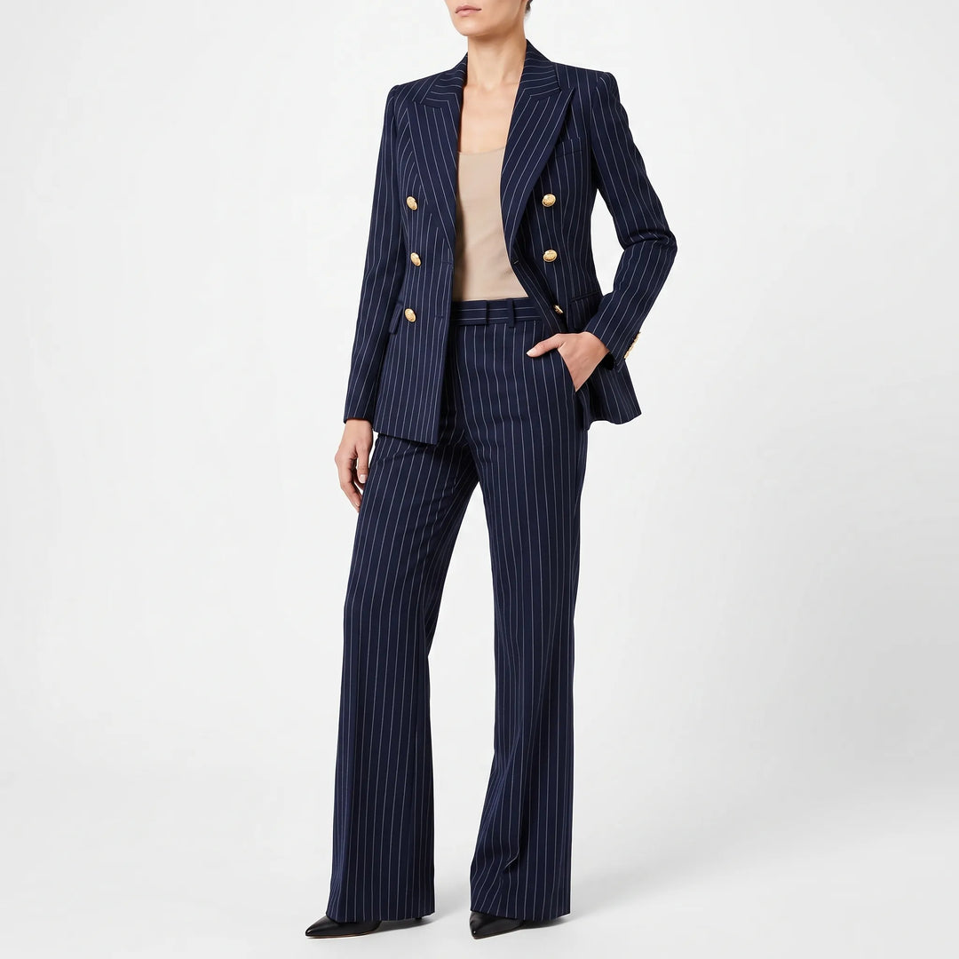 Striped Coordinated Blazer and Pant Set - Classic Two-Piece Suit