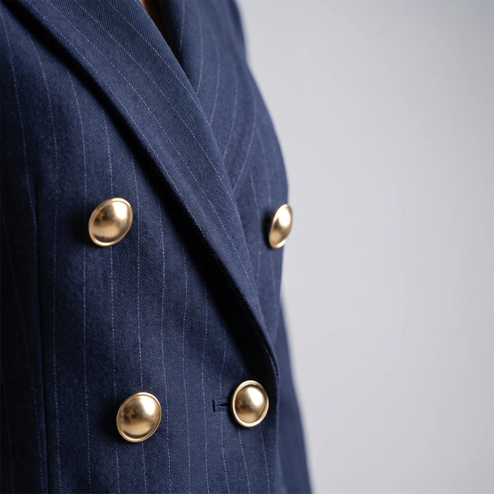 Striped Coordinated Blazer and Pant Set - Classic Two-Piece Suit
