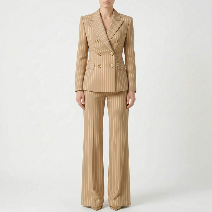 Striped Coordinated Blazer and Pant Set - Classic Two-Piece Suit