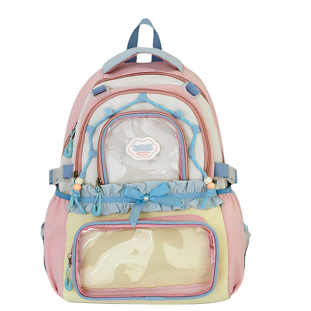 Clear View Casual Backpack - Women's Semi-Transparent PVC Shoulder Bag