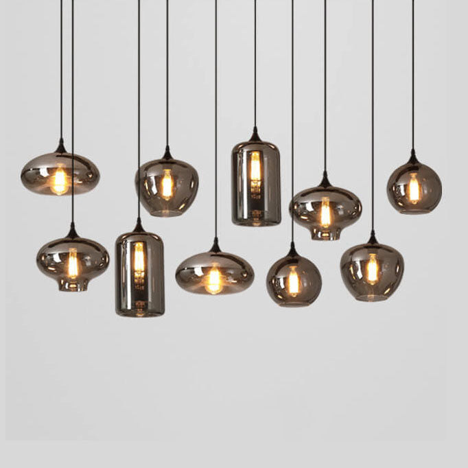 Modern Smoke Gray Glass 1-Bulb LED Pendant Lamp