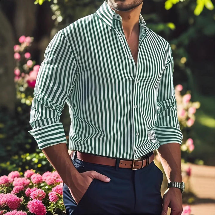 Classic Striped Long Sleeve Button Shirt for Men
