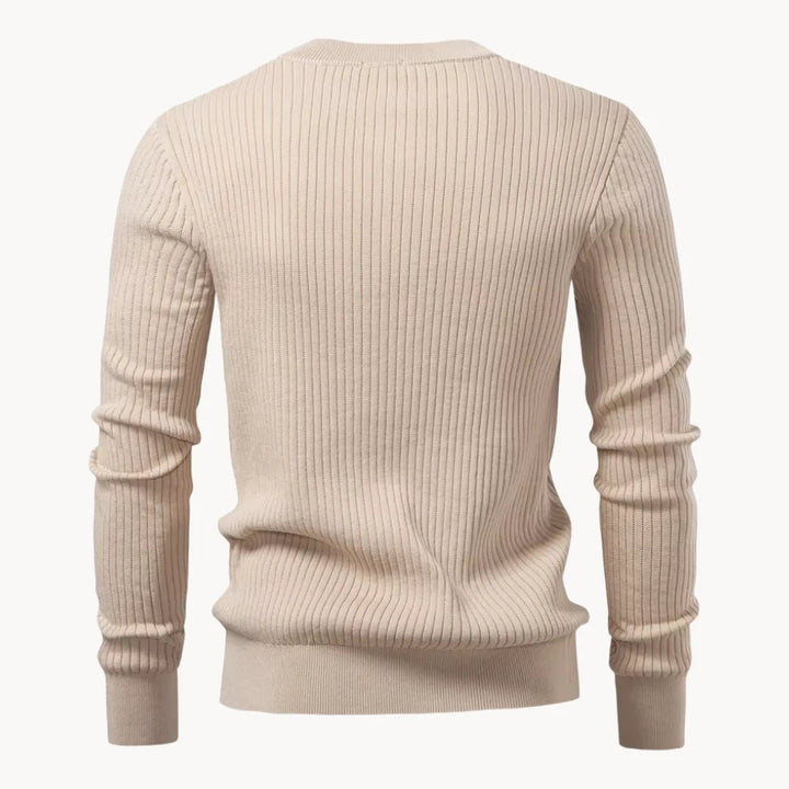 Men's Sweater with Round Neck and Button Closure for Daily Use