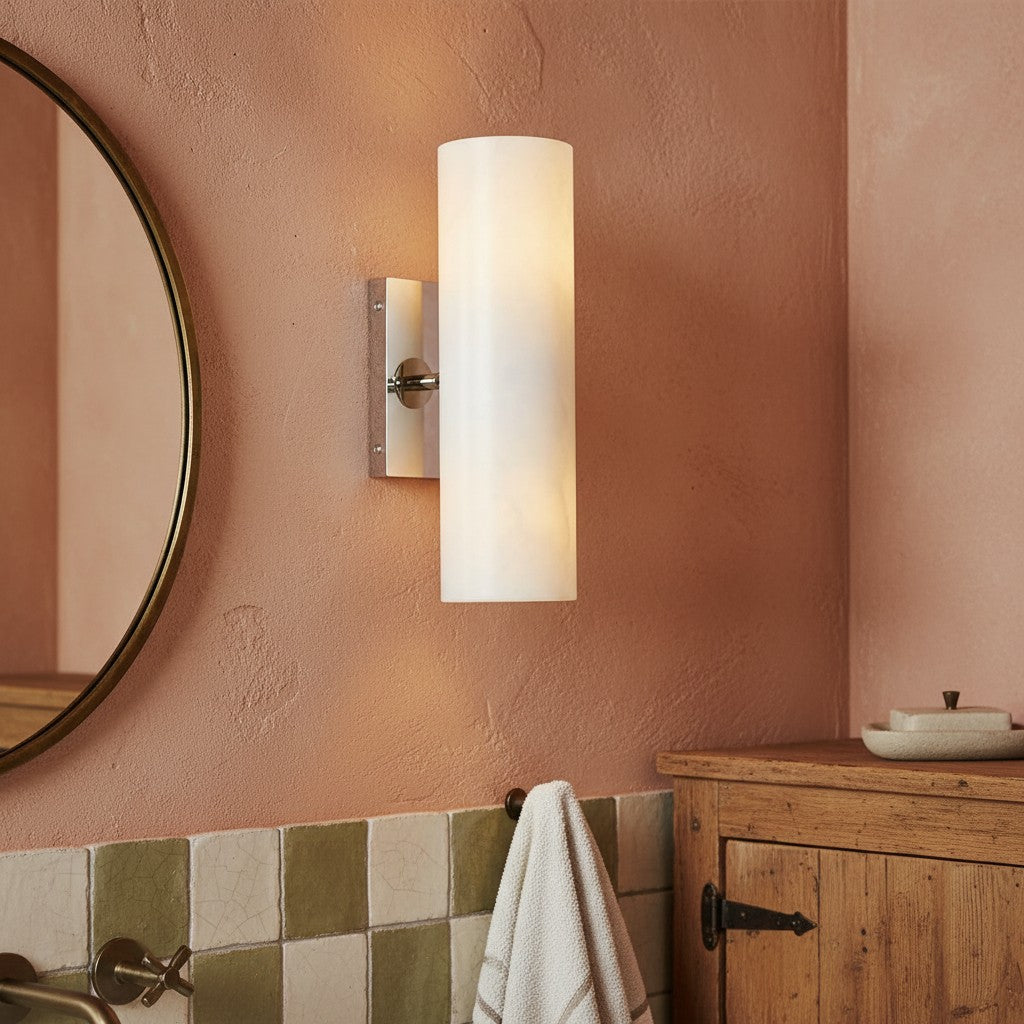 Doran Modern Elegant Alabaster Tube Sconce