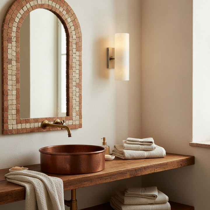 Doran Modern Elegant Alabaster Tube Sconce