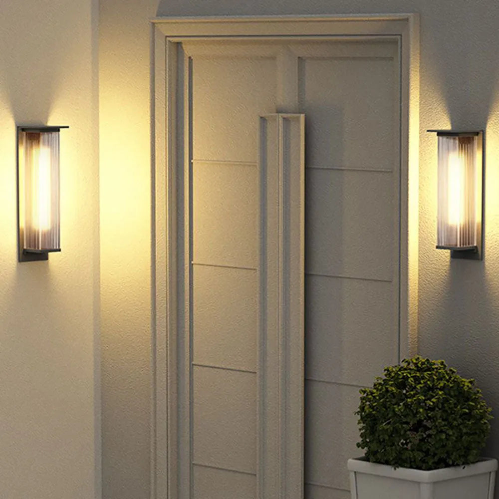 Ray Modern Rectangular Metal Outdoor Wall Lamp, Black