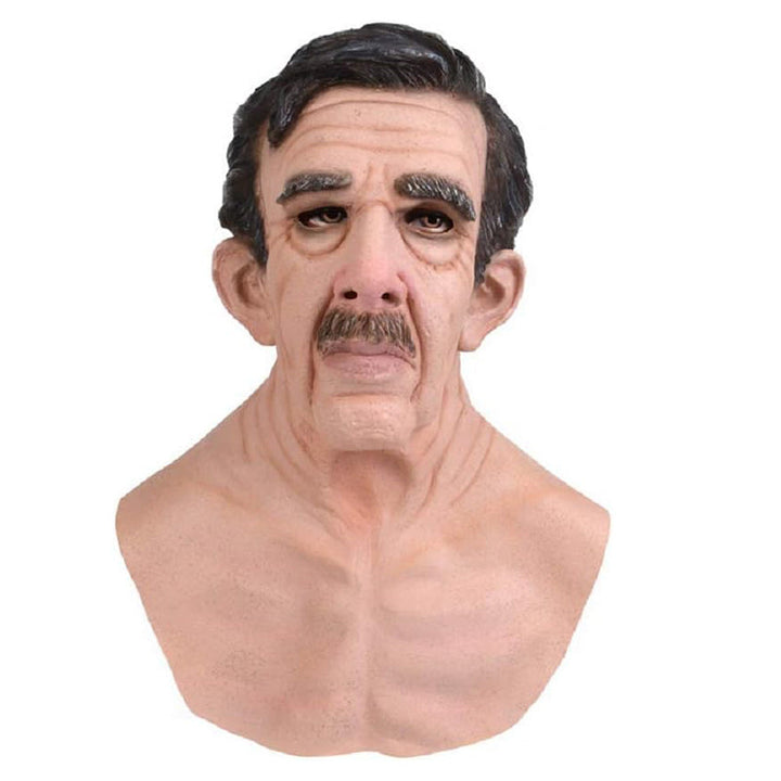 Realistic Latex Transformation Mask with Detailed Beard – Premium Costume Disguise