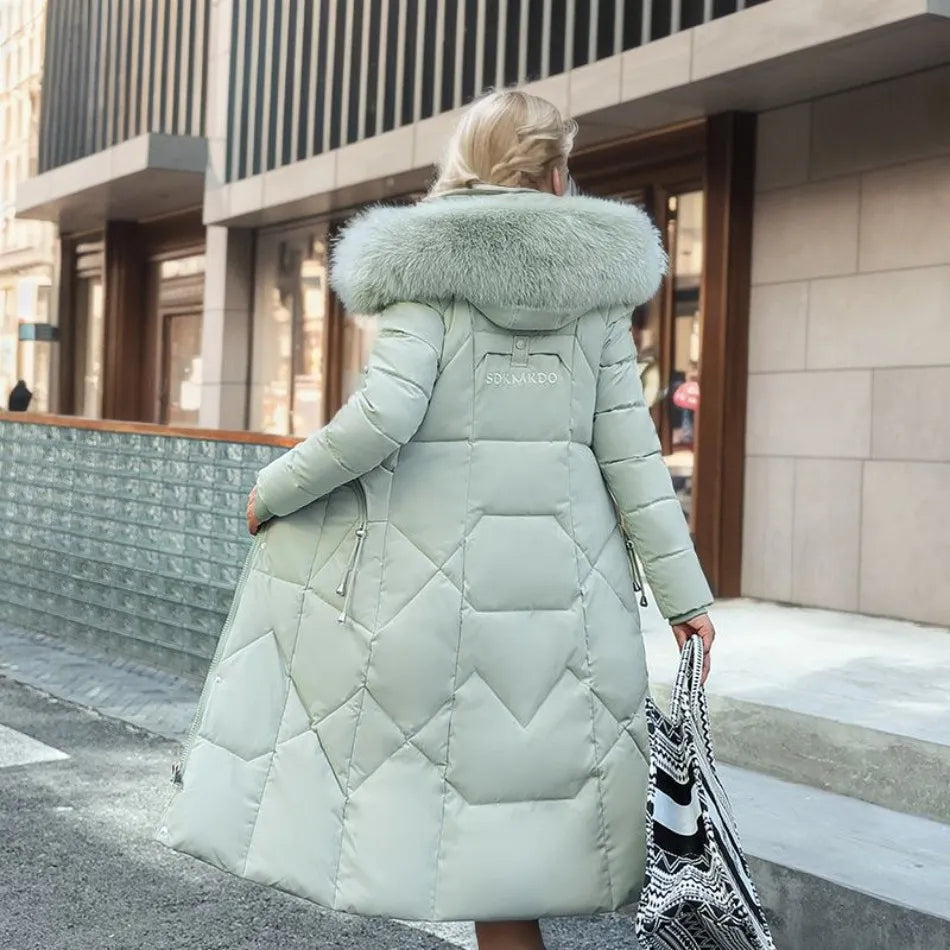 Arctic Shield Long Hooded Winter Parka with Fluffy Trim