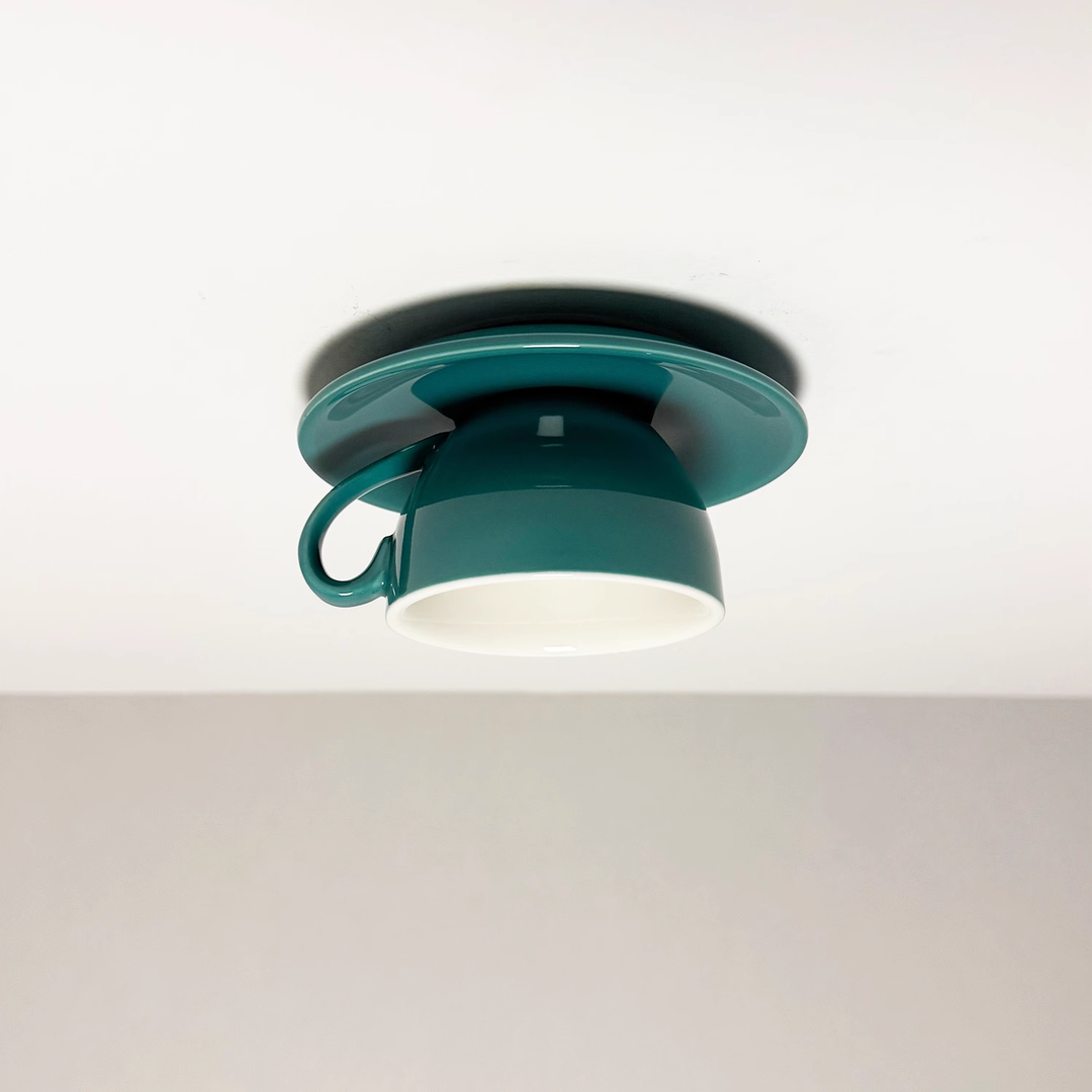Aria Modern Coffee Cups Ceramic Flush Ceiling Lighting