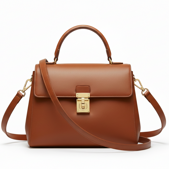 Women’s Structured Shoulder Bag with Top Handle and Crossbody Strap