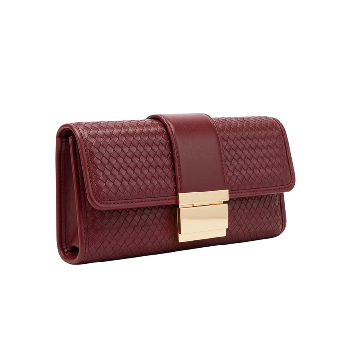 Auryn – Women’s Woven Clutch Bag with Structured Flap and Gold-Tone Hardware