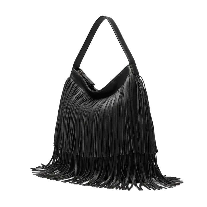 Jessa – Women’s Faux Leather Fringe Handbag with Slouchy Silhouette and Shoulder Strap