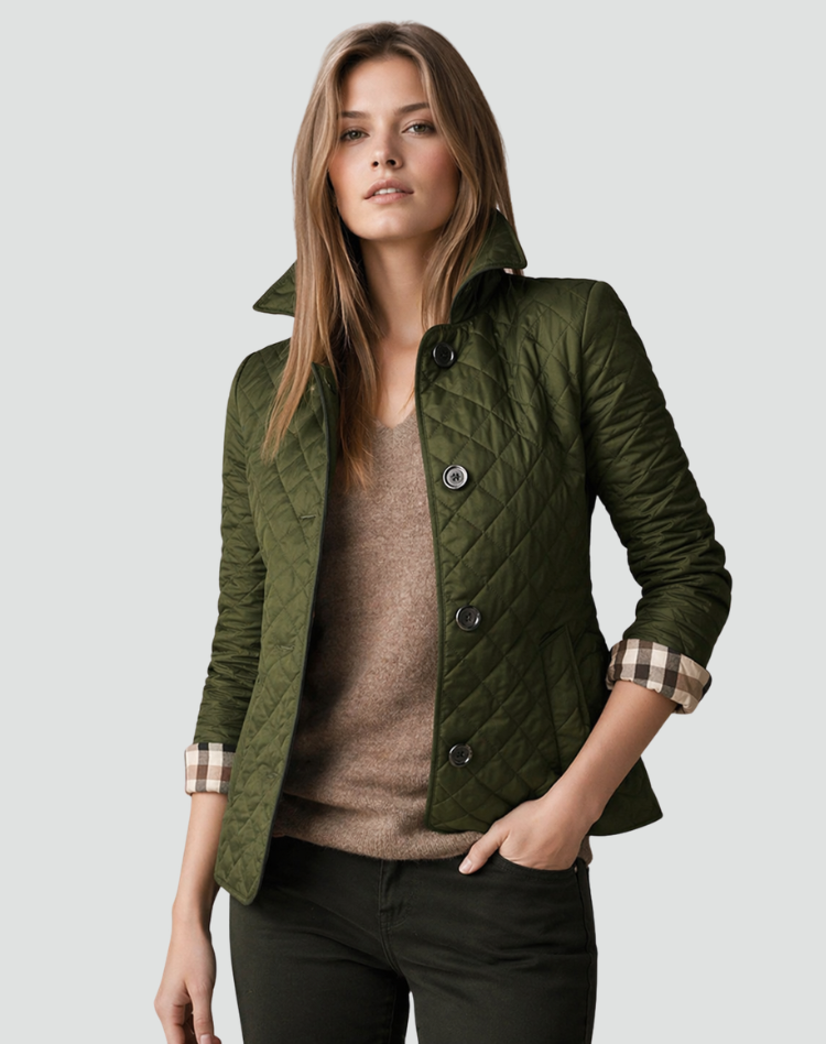 Mid-Season Jacket for Women Regular Fit Quilted with Collar and Buttons