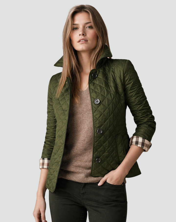 Mid-Season Jacket for Women Regular Fit Quilted with Collar and Buttons