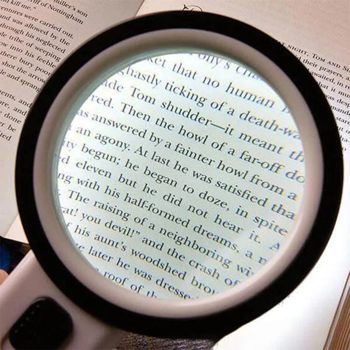 Premium LED Reading Magnifier with 30x Optical Zoom and Polished Glass Lens