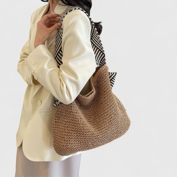 Soleil – Large Woven Straw Shoulder Bag for Beach & Travel