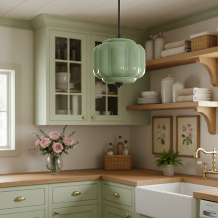 Lumi Vintage Milk Glass Oiled Brass Eloise Pendant Light
