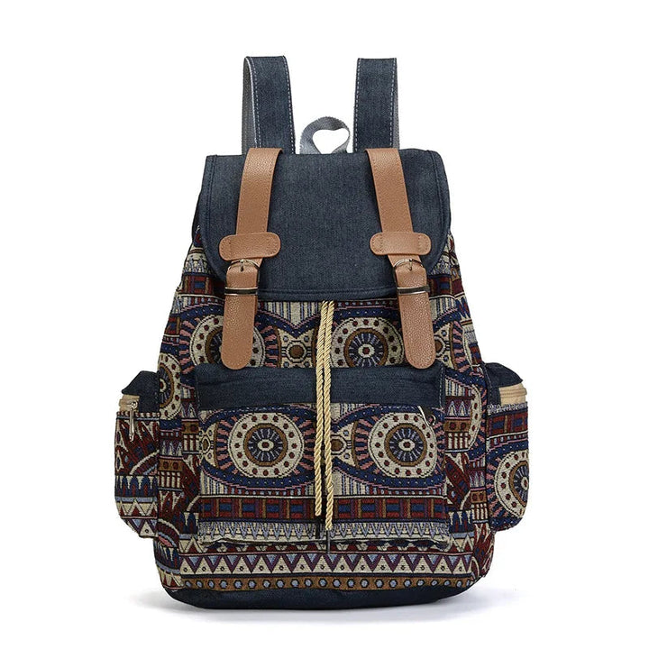 Zara – Boho Canvas Backpack for Women, Ethnic Print