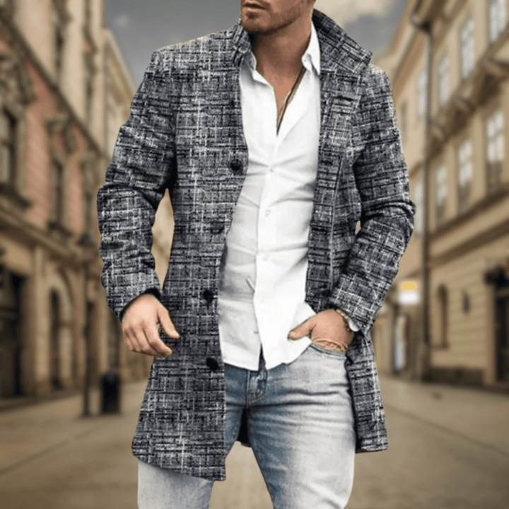 Classic Longline Button-Front Winter Coat for Men