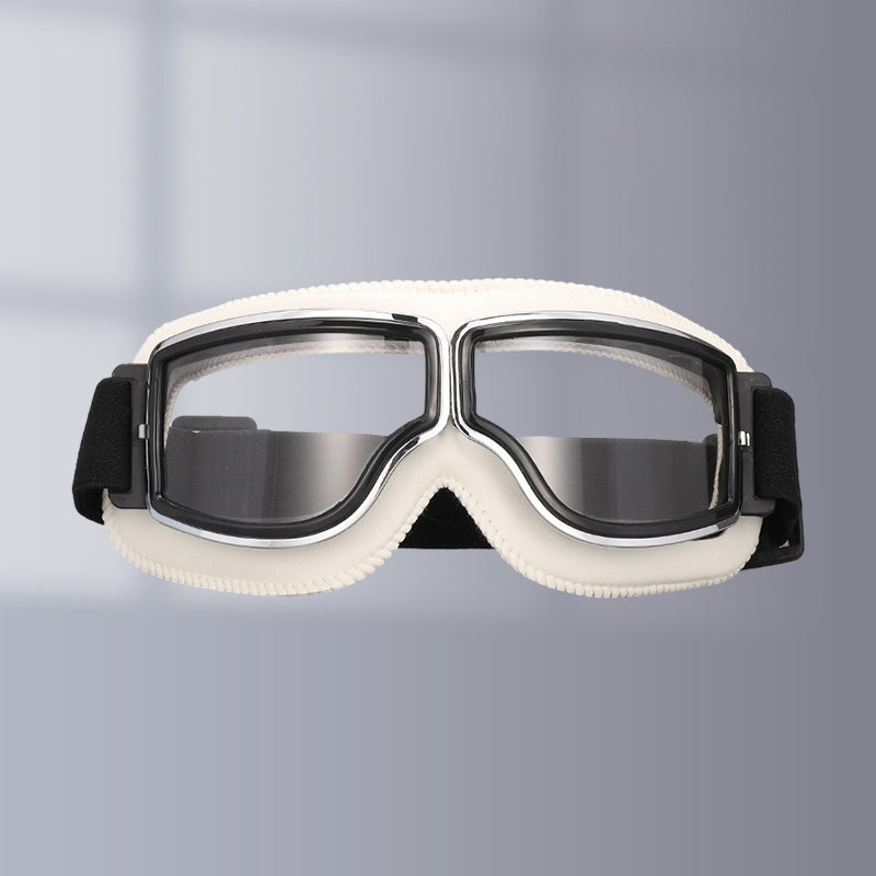 Classic Leather Aviator Goggles - Vintage Motorcycle Style with UV Protection