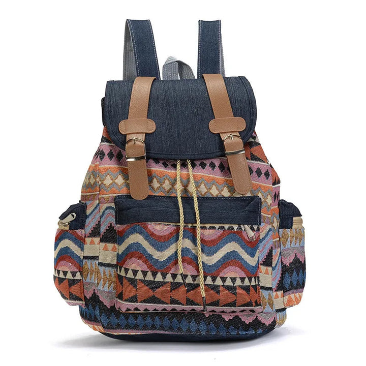 Zara – Boho Canvas Backpack for Women, Ethnic Print