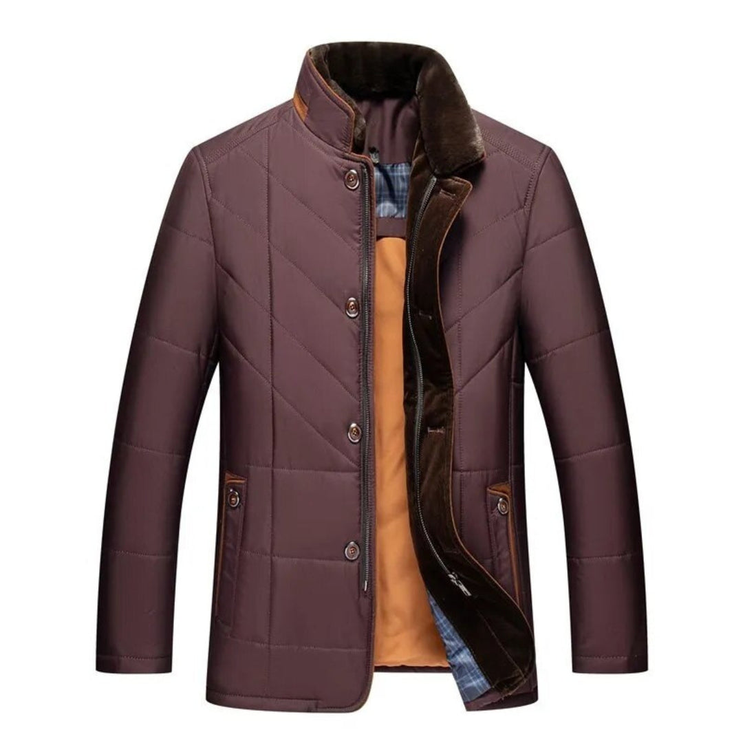 Classic Quilted Stand Collar Winter Jacket for Men