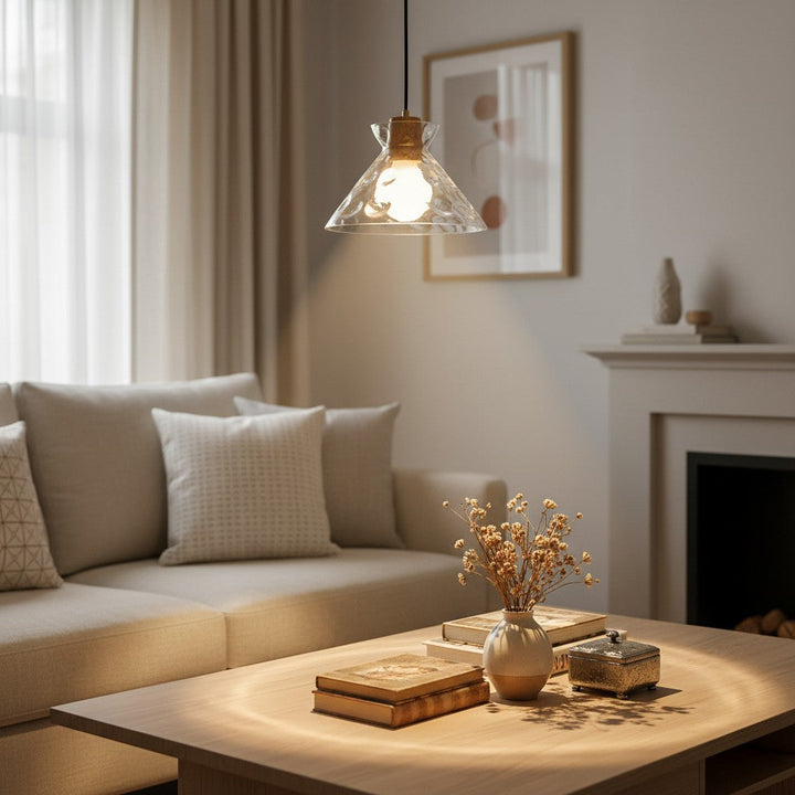 Vale Farmhouse Hammered Glass Dome Pendant Light