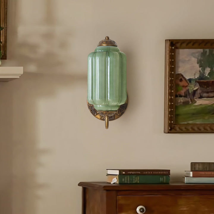 Lumi Vintage Milk Glass Oiled Brass Eloise Wall Lamp