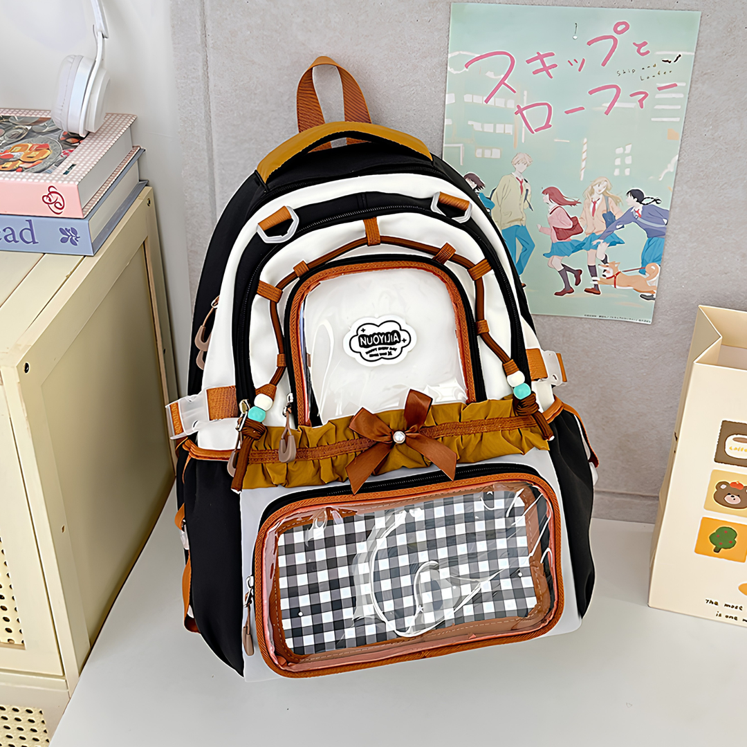 Clear View Casual Backpack - Women's Semi-Transparent PVC Shoulder Bag