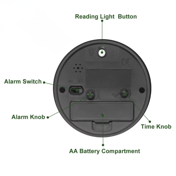 Silent Beech Wood Analog Alarm Clock with LED Backlight and Quartz Movement