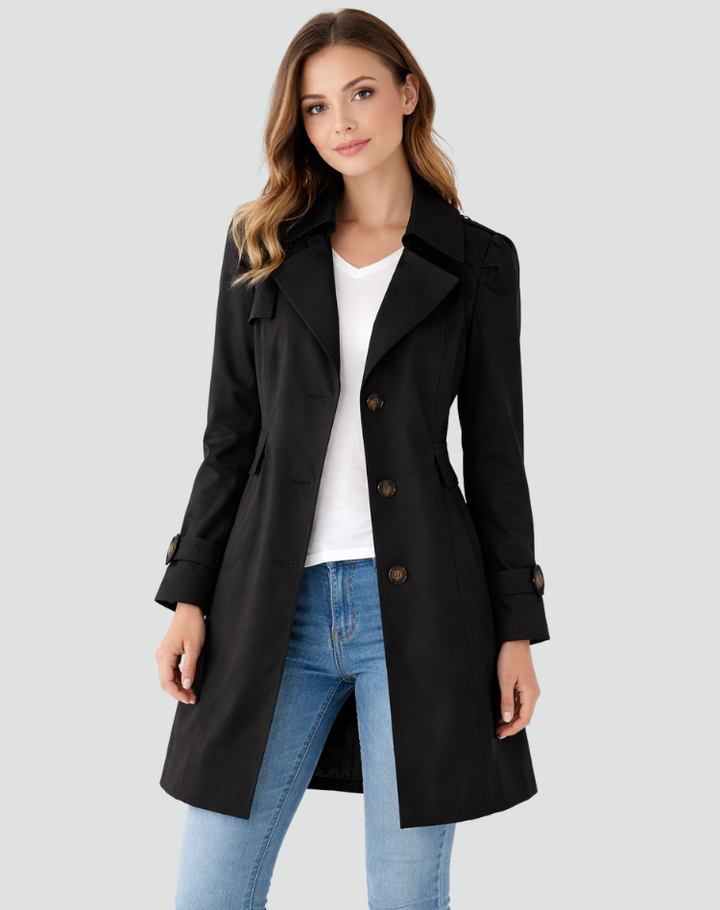 Trench Coat Women Slim Fit Lightweight Classic Lapel Collar