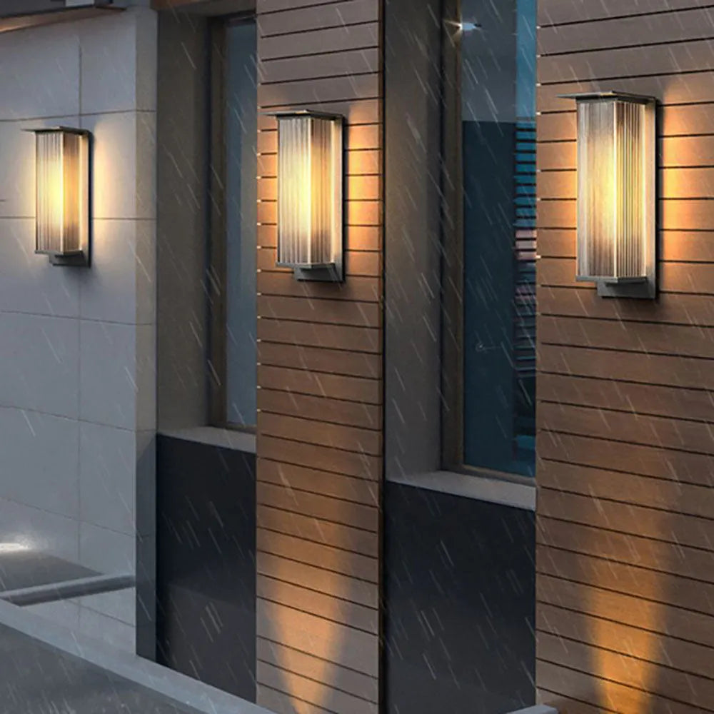 Ray Modern Rectangular Metal Outdoor Wall Lamp, Black